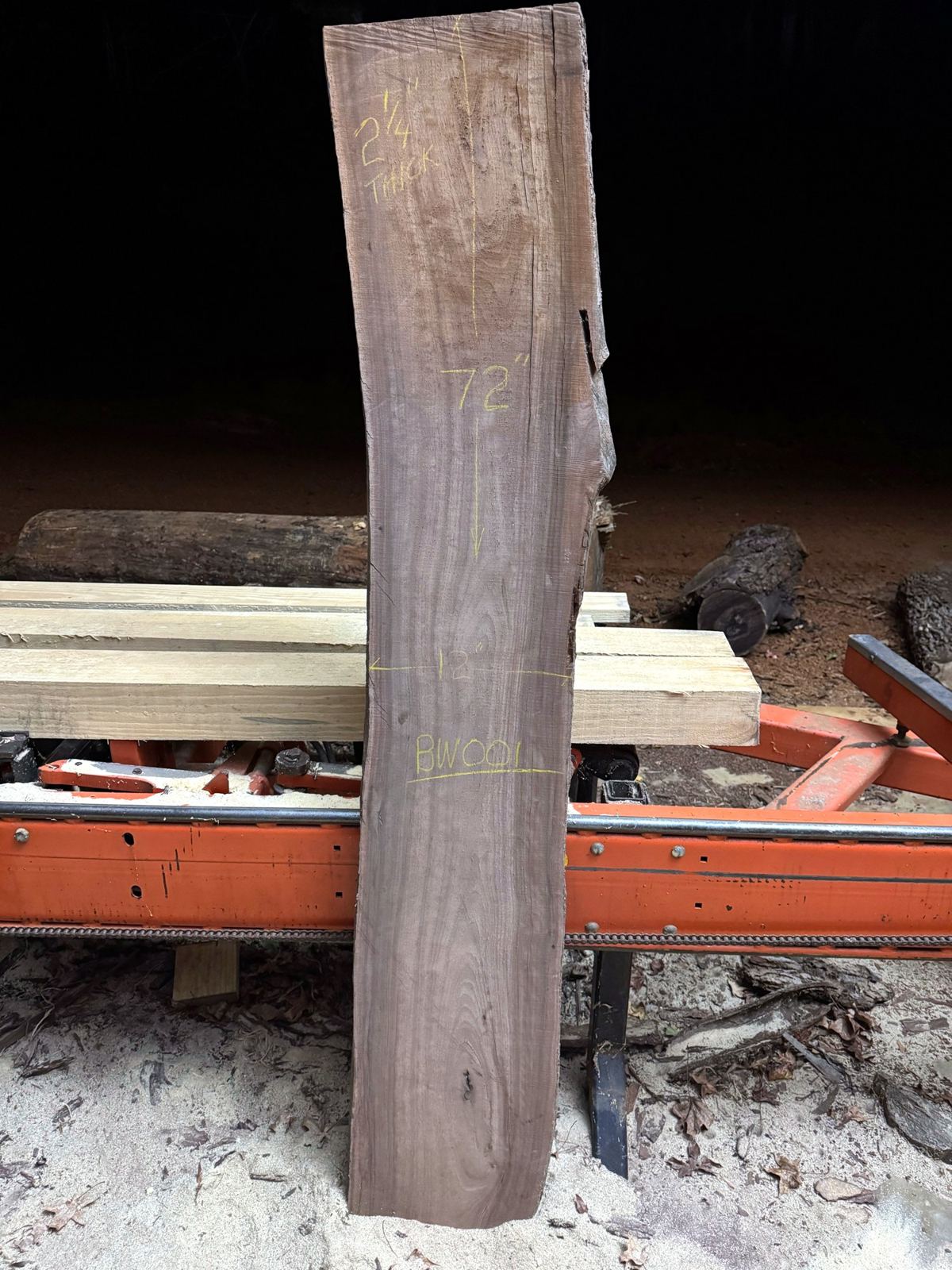 BW001 · Black walnut double live edge slab